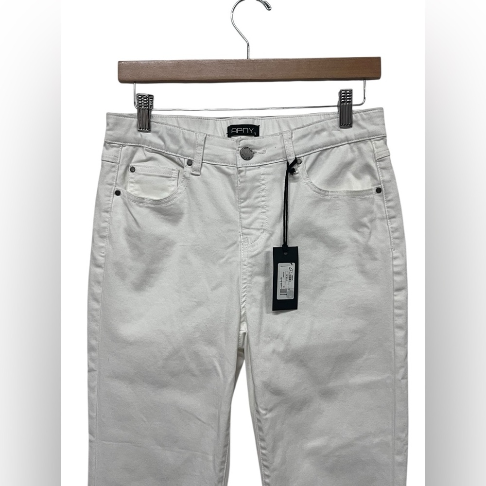 NWT APNY | Southwestern Cuff Cropped Straight Pull On White Denim Jeans 10‎ - Picture 3 of 10
